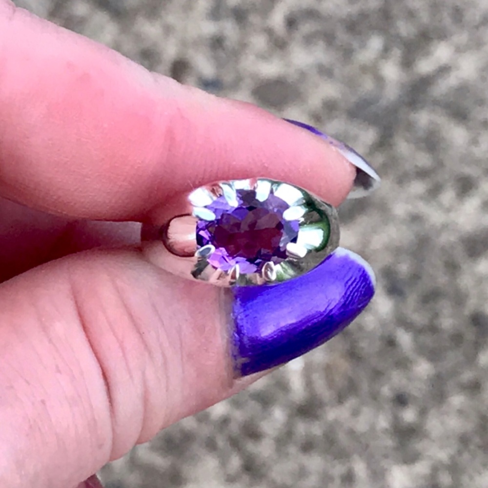 ❌❌❌SOLD❌❌❌NWOT 2 CTW AMETHYST BELCHER STERLING SILVER RING - Picture 2 of 10